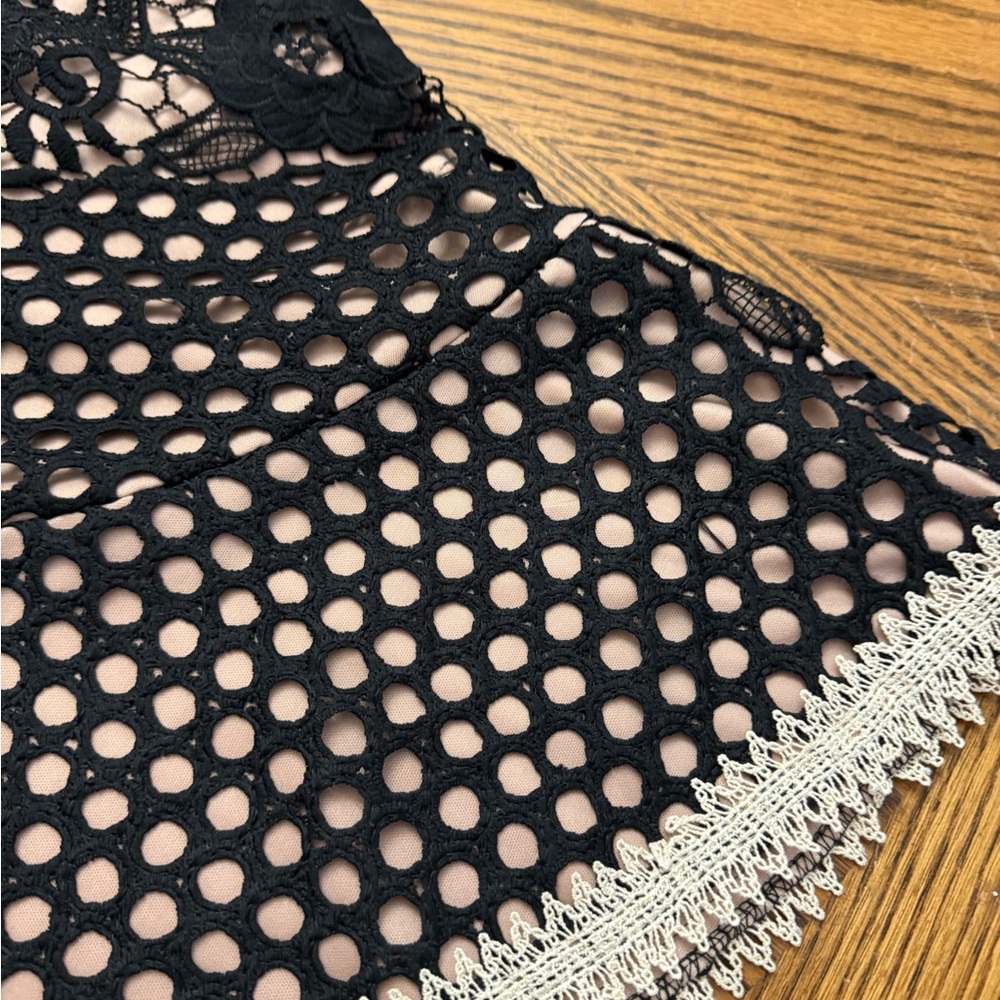 Ellison Black Crochet Top with Cream Accents - Picture 3 of 6